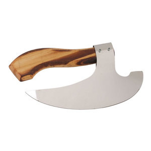 Venta al por mayor industrial personalizado de alta calidad OEM ODM Servicio Ligero mango de madera de acero inoxidable hacha para pizza precio barato - Product Image 4