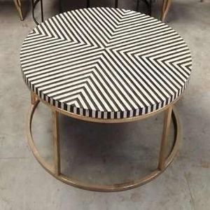 Mesa de Centro de Madera y Incrustaciones de Hueso de Primera Calidad, Hecha a Mano por Artesanos Expertos, Elegante Mueble para Sala de Estar - Product Image 5