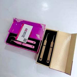 Pince à cils en acier inoxydable avec différentes finitions de peinture en poudre, découpe en étoile et en cœur à 90 degrés, courbée, avec nouvel emballage design en boîte - Product Image 5