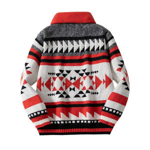 Cardigan en tricot à motifs géométriques multicolores pour hommes - Product Image 3