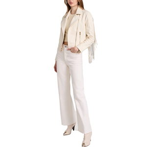 Women's Sandra Bullock-Inspired Faux Leather <b>Jacket</b> Custom Logo Embroidery Breathable Wool-Embroidered Denim Spandex <b>Sheep</b> <b>Skin</b> - Product Image 1