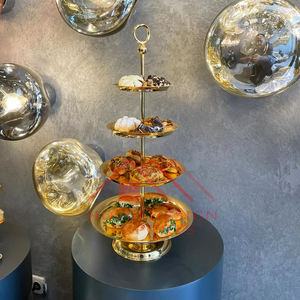 Soporte de Metal de 4 niveles chapado en oro para pastel, decoración de mesa de fiesta de lujo, soporte de exhibición de pastel de Metal - Product Image 6