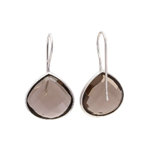 Pendientes de plata de ley 925 con forma de pera, Gema ahumada, novedad - Product Image 1