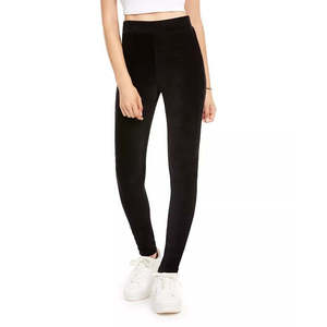 Leggings Casual in Velluto a Coste American Rag per Ragazzi, Neri, Taglia S, Invernali, Push-up, Pantaloni Yoga Elasticizzati in Spandex e Nylon con Logo Stampato in Vita - Product Image 1