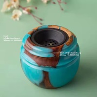 Brûleur d'encens Bakhoor de qualité supérieure-Porte-oud en résine époxy et bois Mubkhar islamique pour la maison de luxe et la décoration de mariage