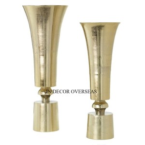 Nuevo patrón de llegada, Metal de primera calidad, chapado en oro de alta calidad, centro de mesa de boda, decoración, trompeta, florero, suministros - Product Image 5