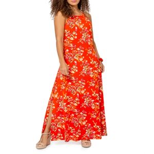 Abito lungo Leota Cameron con stampa floreale XS, scollo all'americana, stile casual da giorno per l'ufficio, gotico, traspirante, naturale, taglie forti - Product Image 1