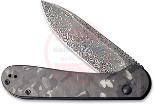 Couteau à manche en titane à lame damas pliante de poche \ Couteau pliant professionnel en acier damas fait à la main personnalisé - Product Image 3