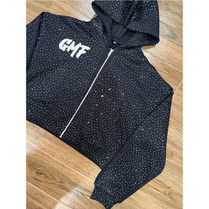 Sweat à capuche avec fermeture éclair brodé de strass pour hommes, sweat à capuche zippé de qualité supérieure à prix abordable pour garçons - Product Image 6