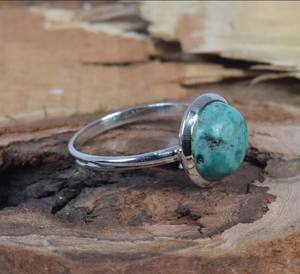 เทอร์ควอยซ์แท้ตั้งขอบ12มม. 925ทึบเงินสเตอร์ลิงดีไซน์เนอร์บาโบคลาสสิกงานแฮนด์เมดใส่ประจำวันพลอย - Product Image 2