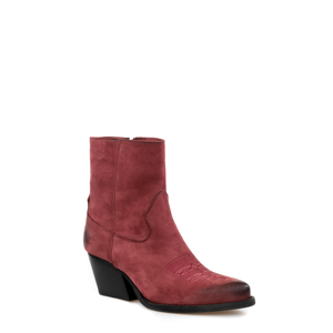 Janice's Stylish Nubuck Bordeaux Texan Bottines Bottes à la mode et à la mode - Product Image 2