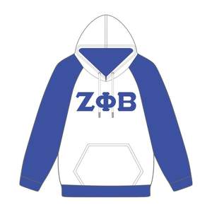 Zeta Phi Beta White Body Blue Raglan Sleeves Pullover Sudadera con capucha Greek Sorority Apparel Custom Divine Nine HBCU Life Clothing - Product Image 2