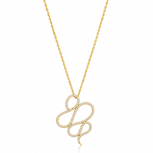 Collier pendentif unique pour femme en forme de serpent, pierre en zircon, fabrication artisanale turque, argent sterling 925, cadeau de mariage - Product Image 2