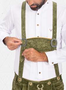 Shemax Trachten กางเกงขาสั้นผู้ชาย lederhosen สีเทา OEM แบบกำหนดเองใหม่บาวาเรีย Oktoberfest Lederhosen - Product Image 5