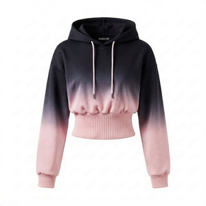 Prix de gros, sweats à capuche pour femmes élégants, manches oversize, coupe courte, taille large, coupe ample, en molleton de coton, streetwear - Product Image 4
