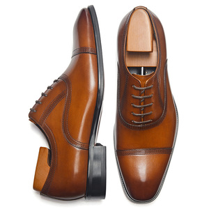 Chaussures habillées formelles à lacets tendance pour hommes, chaussures Oxford en cuir véritable italien de luxe, chaussures de soirée, de bureau, de mariage pour hommes - Product Image 4