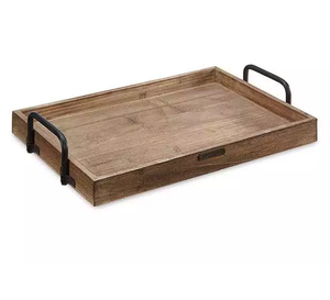 Large Rectangle Luxury Barware <b>Wooden</b> <b>Serving</b> <b>Tray</b>/Holder Decorative Metal Handle Custom Home Food <b>Tray</b>-Immanuel Model <b>Tray</b> Disk - Product Image 4