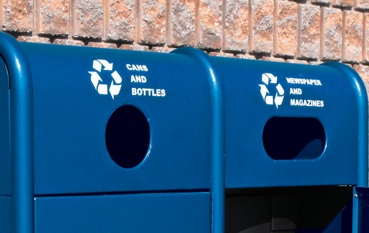 Double Recycling Bins Metal Durable Trash Can Big Size Outdoor Dustbin in Street Park