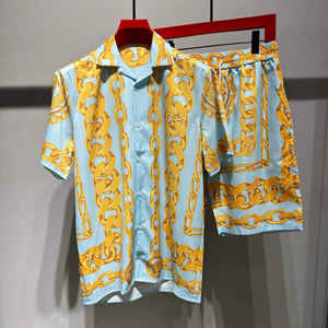 Ensemble chemise et short à manches courtes nouveau style pour hommes bon tissu à la mode imprimé en 3D en gros - Product Image 1
