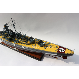 BISMARCKK, modelo de barco de madera hecho a mano, barcos de batalla europeos, artesanía para decoración del hogar, bandeja de bambú con patrón de pintura - Product Image 4