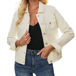Veste en jean pour femmes, respirante, manches longues, coupe-vent, style urbain, 2026, veste en jean pour femmes, logo personnalisé avec taille, veste en jean - Product Image 3