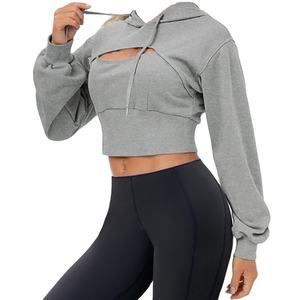 Sweat à capuche d'hiver en polaire pour femmes, manches longues, vente en gros, sweat à capuche court de haute qualité 2026 - Product Image 3