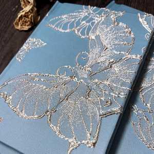 LABON Journal de rêve papillon fait main Journal bleu vintage Carnet de broderie romantique Cadeau littéraire pour écrivains <span class=keywords><strong>et</strong></span> rêveurs - Product Image 3