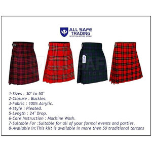 Kilt de mariage de luxe pour hommes Premium 100% acrylique pur plis de huit mètres boucles personnalisées ajustement réglable option de ceinture Sporran assortie - Product Image 4