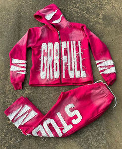 Chándal de dos piezas de algodón 100% superventas para hombre, chándal liso de diseño superior personalizado, novedad - Product Image 6