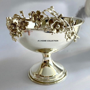 <b>Butterfly</b> Tree Shape Stand With Hammered Texture Shiny Gold Color Aluminum Metal <b>Decorative</b> Fruit Serving Bowl - Product Image 5