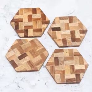 Elegant <b>Wooden</b> Coasters <b>Set</b> Luxury Natural Cup Mats for Dining Table Coffee <b>Tea</b> Beer Home Kitchen Rustic Modern Drink Coasters - Product Image 4