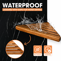Étagère de douche d'angle triangulaire moderne en bois massif à 3 niveaux, support de rangement mural pour salle de bain, organisation des articles de toilette pour hôtel et maison