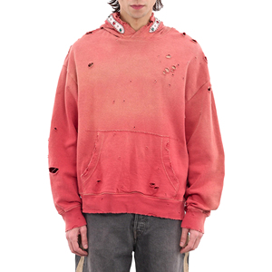 OEM Wholesale Vintage Acid Washed Distressed Oversize Hoodie Custom Solid Color for Men Print Pattern Autumn - Product Image 1