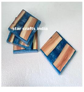 Sous-verre artisanal en bois époxy et résine d'acacia de la meilleure qualité Dessous de verre à thé en bois fait à la main - Product Image 1