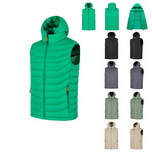 Moda de invierno personalizada Stand Collar Puffer chaleco de lana a prueba de viento transpirable Vintage cierre de cremallera impermeable algodón lavado - Product Image 6