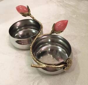 Cuenco de latón y resina para servir para el hogar, Hotel, restaurante, vajilla de mesa, diseño de hoja de Color plateado, cuenco para servir frutas y Chocolate - Product Image 2