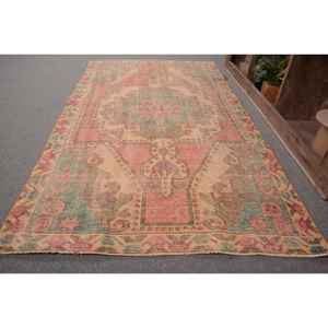 พรมสไตล์ตุรกีโบราณขนาด3.7x7ฟุตดีไซน์คลาสสิกพื้นที่ขนาดใหญ่งานเย็บปะสีชมพูสีเขียวผ้าขนสัตว์วัสดุลาเท็กซ์สำหรับวัยรุ่นห้องโถงสี่เหลี่ยมผืนผ้า - Product Image 2