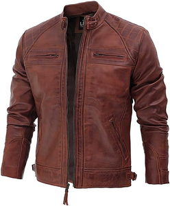 Chaqueta de Invierno para Hombre, de Cuero Genuino, Estilo Vintage, Resistente al Viento, Transpirable, con Tela Vaquera, Color y Diseño Personalizables, Precio Económico - Product Image 3
