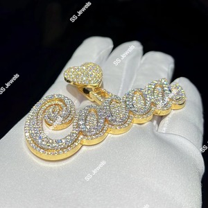 Colgante con Letras Personalizadas Hechas a Mano, Joyería Fina de Hip Hop para Hombre con Diamantes de Moissanita VVS Real, Encanto Helado - Product Image 1