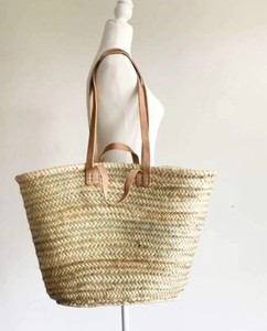 Créations artisanales, panier marocain original. Panier marocain XL. Panier fait main avec double poignée en cuir. - Product Image 1
