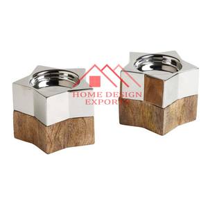 Centres de table Unique fait à la main bougeoir votif à vendre en gros prix le plus bas en bois chauffe-plat bougeoir - Product Image 1