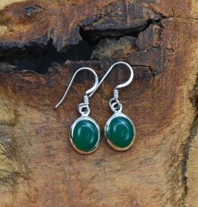 Joyería de piedras preciosas de ónix verde para mujer, pendientes de estilo bohemio de plata, joyería de plata de ley 925, pendientes hechos a mano de tendencia, Regalo para mamá - Product Image 3