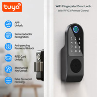 Serrure de porte intelligente Tuya WiFi avec empreinte digitale 5 en 1, déverrouillage par mot de passe anti-espionnage, carte IC, contrôle à distance par application PST-EA1