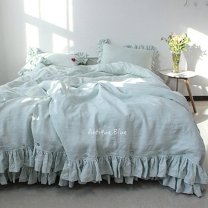 Funda de edredón con volantes de lino Shabby Chic, todos los tamaños, suntuosamente suave con volantes largos de sirena para uso en el hogar, Hotel, boda, Hospital - Product Image 3