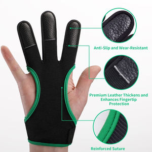 Gants de tir à l'arc en gros personnalisés, gants de protection en cuir à 3 doigts pour les archers gauchers et droitiers, équipement pour la pratique du tir à l'arc sur cible - Product Image 2