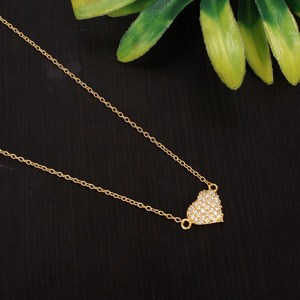 Gargantilla fina de plata de ley 92,5 con corazón de piedras preciosas CZ, longitud ajustable de 18 pulgadas, peso de 2,59 gramos, elegante y lujoso - Product Image 3