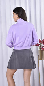 Sudadera Vintage lavada transparente con estampado personalizado para mujer Sudadera con capucha recortada con diseño forrado de patrón sólido con cremallera para el invierno - Product Image 4