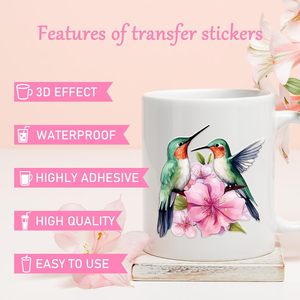 Cổ điển UV dtf cup bọc-20 Sheets Flower Bird UV dtf cup kết thúc tốt đẹp cho 16 oz hồng y chuồn chuồn ong uvdtf đề can cho thủy tinh - Product Image 3