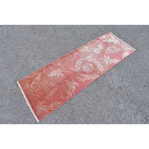 2.1x6.3 ft Rug, Turkish Vintage Rug, <b>Red</b> Floral <b>Wool</b> Rug - Product Image 2