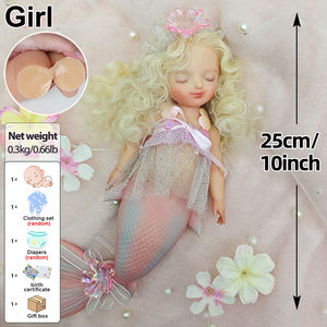 10 inç tam silikon Mermaid uzun sarı saç zarif Mermaid oyuncaklar uyku Mermaid ile pembe/yeşil balık kuyruğu - Product Image 4